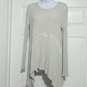 Striped Sleeved Shirt with Lace Accent
